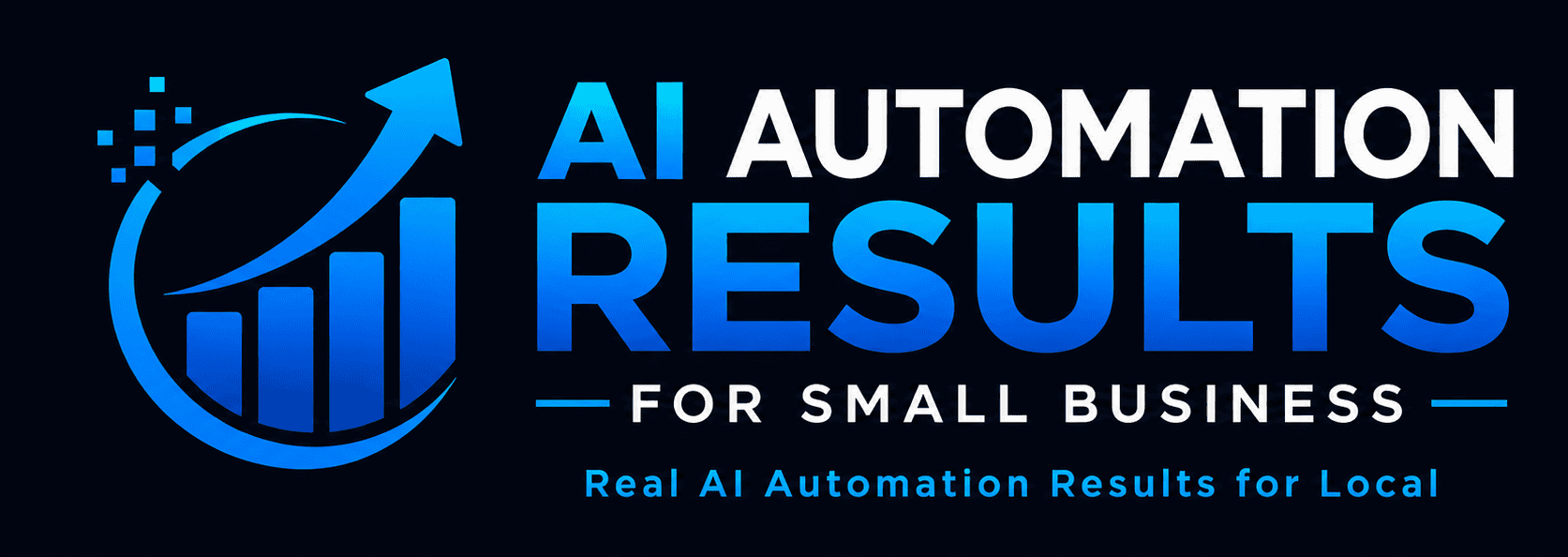 AI automation results icon with upward graph and arrow for small business growth.